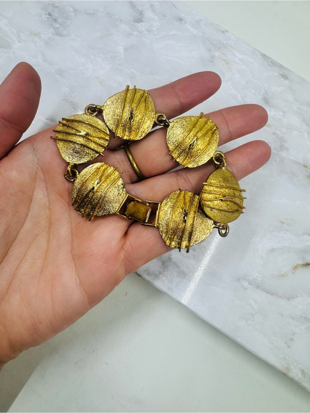 1990s Vintage gold abstract modernist Bracelet
